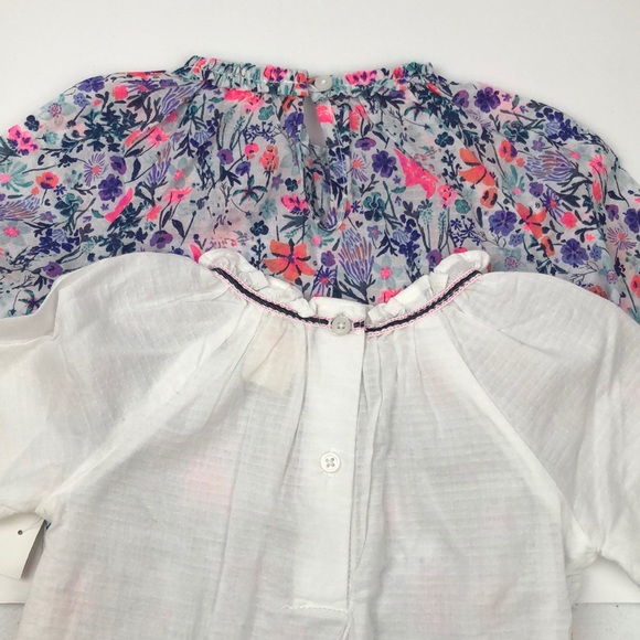 12 month long sleeve floral and white onesies NWT - Picture 4 of 6